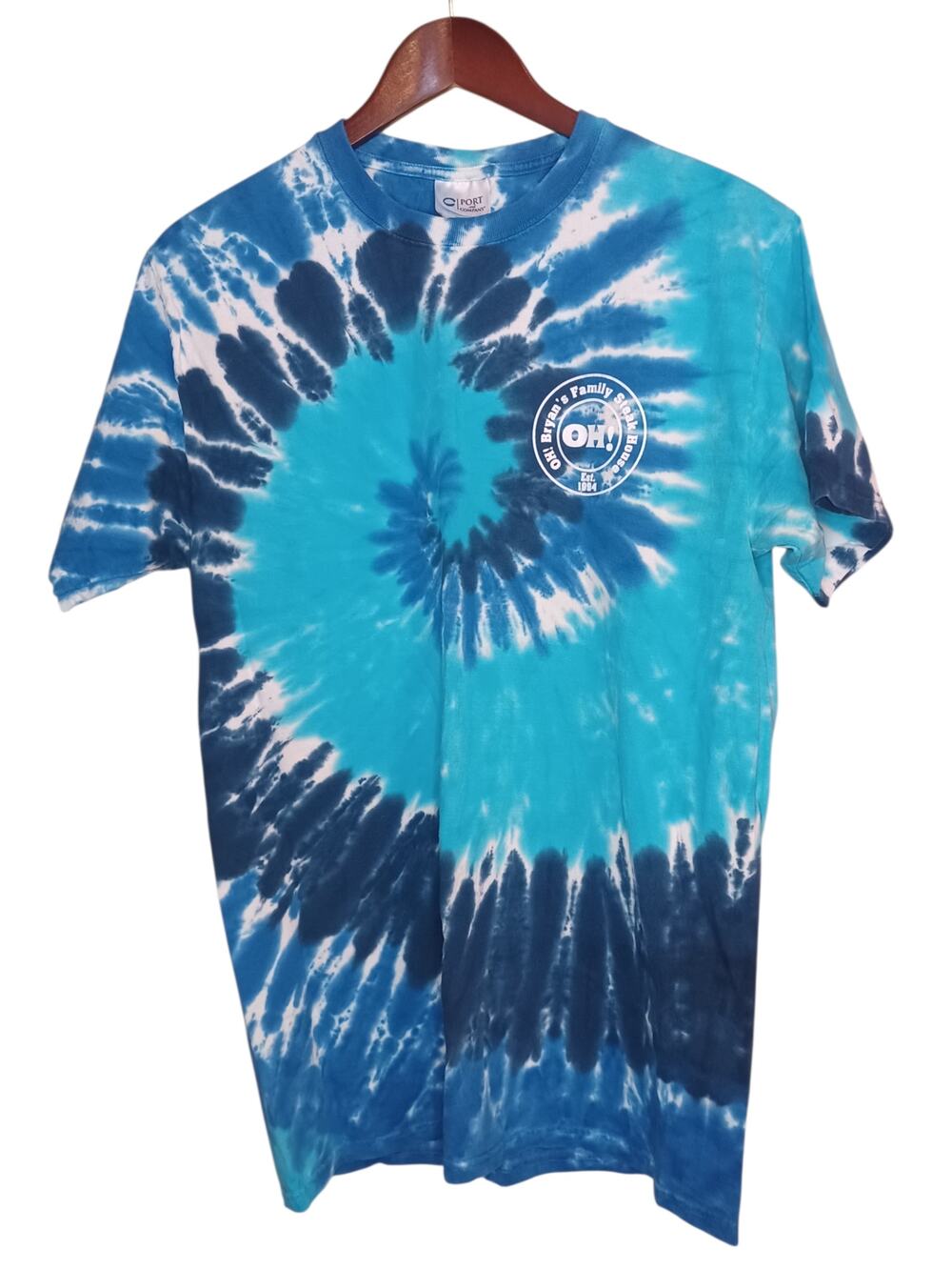 Oh!Bryan's Family Steak House Blue Tie-dye Graphic T-Shirt Size Medium